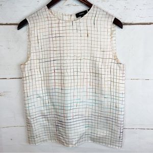 Theory | 100% Silk Color Grid Twill Shell Top, S